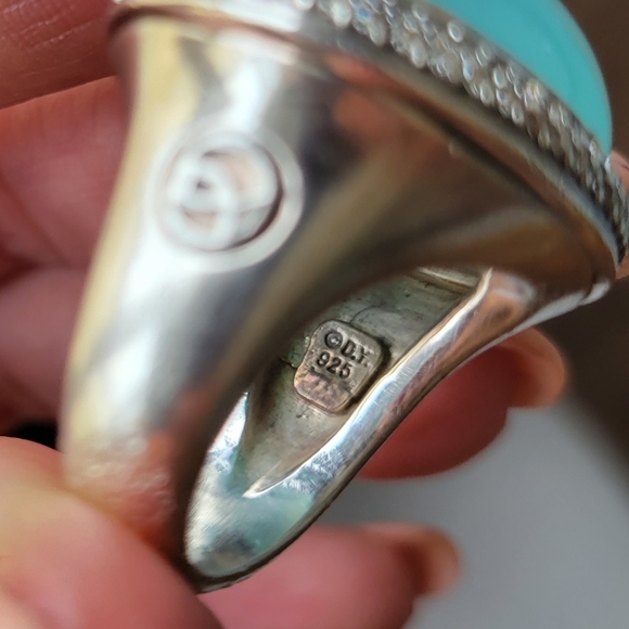 David Yurman aqua chalcedony and pave diamond ring with matching bangle - Picture 4 of 13